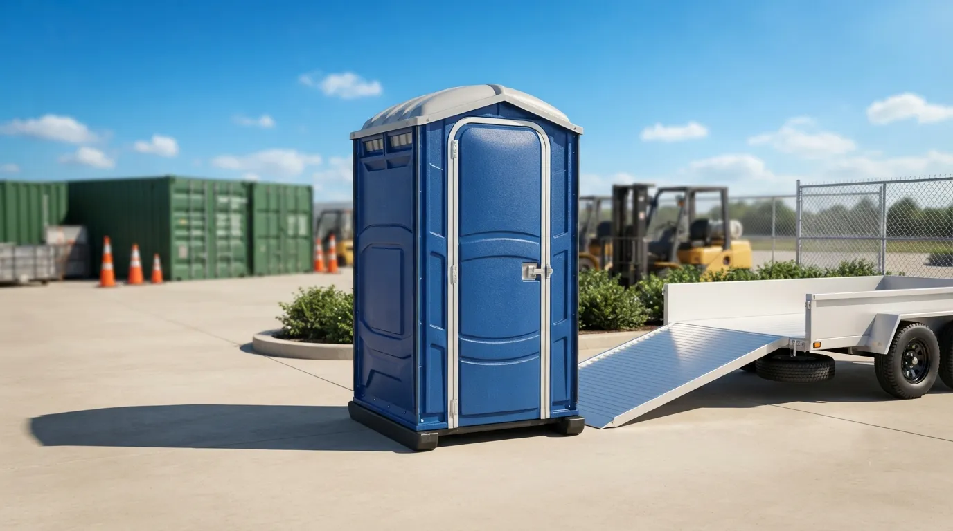 Portable restroom units delivered on a Waterloo, IA work zone